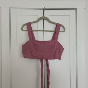 Dusty pink cotton tie crop top